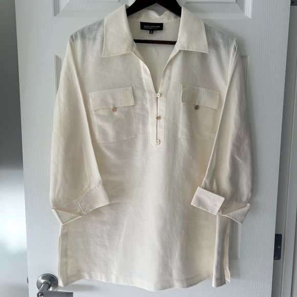 Jones Of New York Designer Women's Shirt-Style Double Pocket Linen Pullover! - Picture 1 of 12